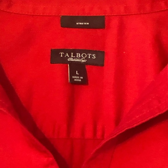 🎸Talbots Red Button Down Long Sleeve large - Picture 2 of 5